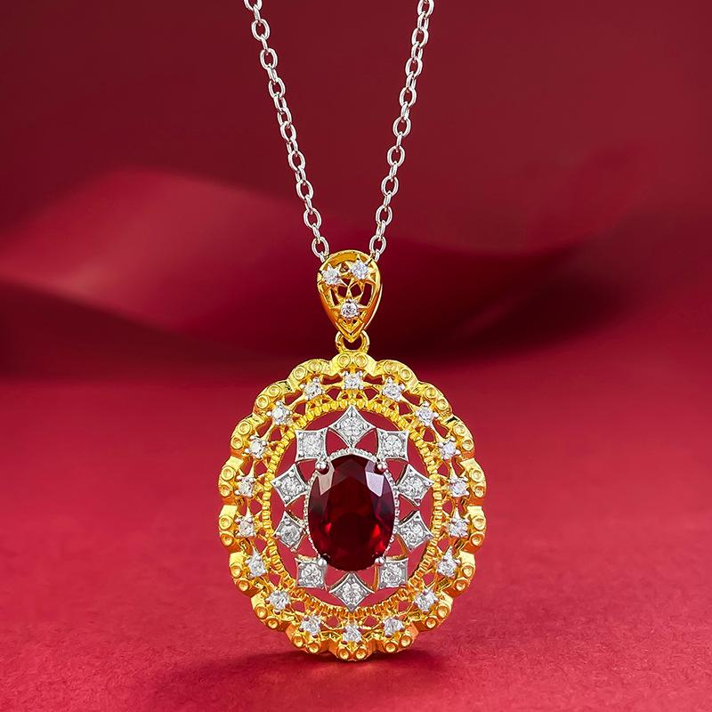 New S925 Italian Craft Palace Style 6 * 8 Necklace Pendant Wedding Jewelry