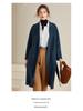 Women's Extra Long Double-Breasted Wool Coat with Tie Waist - Autumn/Winter Collection