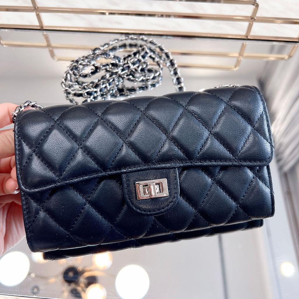 Chain bag Mini small square bag Rhombus long wallet card clip One shoulder cross cross mobile phone bag Female