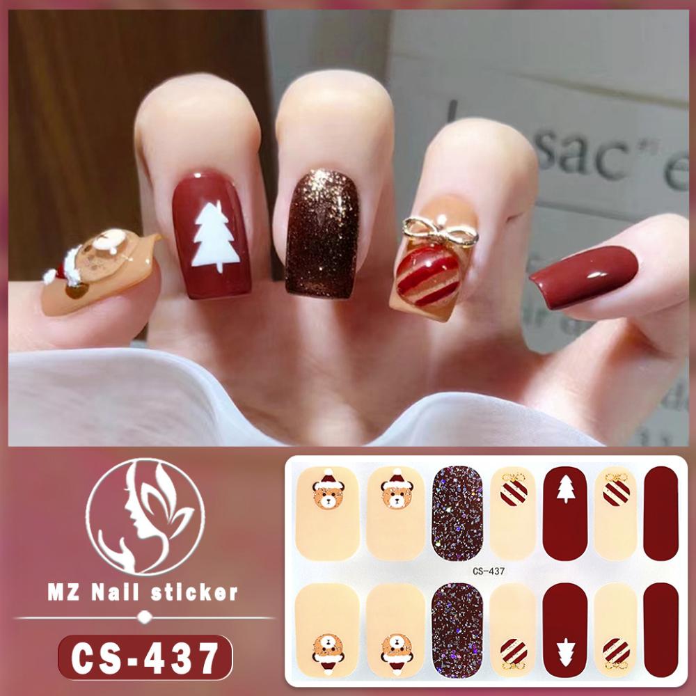 Christmas Waterproof No-bake Gel Nail Polish Film Full Sticker European and American Style Nail Film Sticker Nail Film Sticker