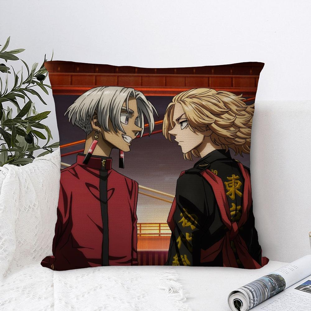 Anime T-Tokyo Revenger Pillow Case Sofa Decorative Home Double-Sided Print Plush Square Throw Pillow Covers Cushion Decor Cover