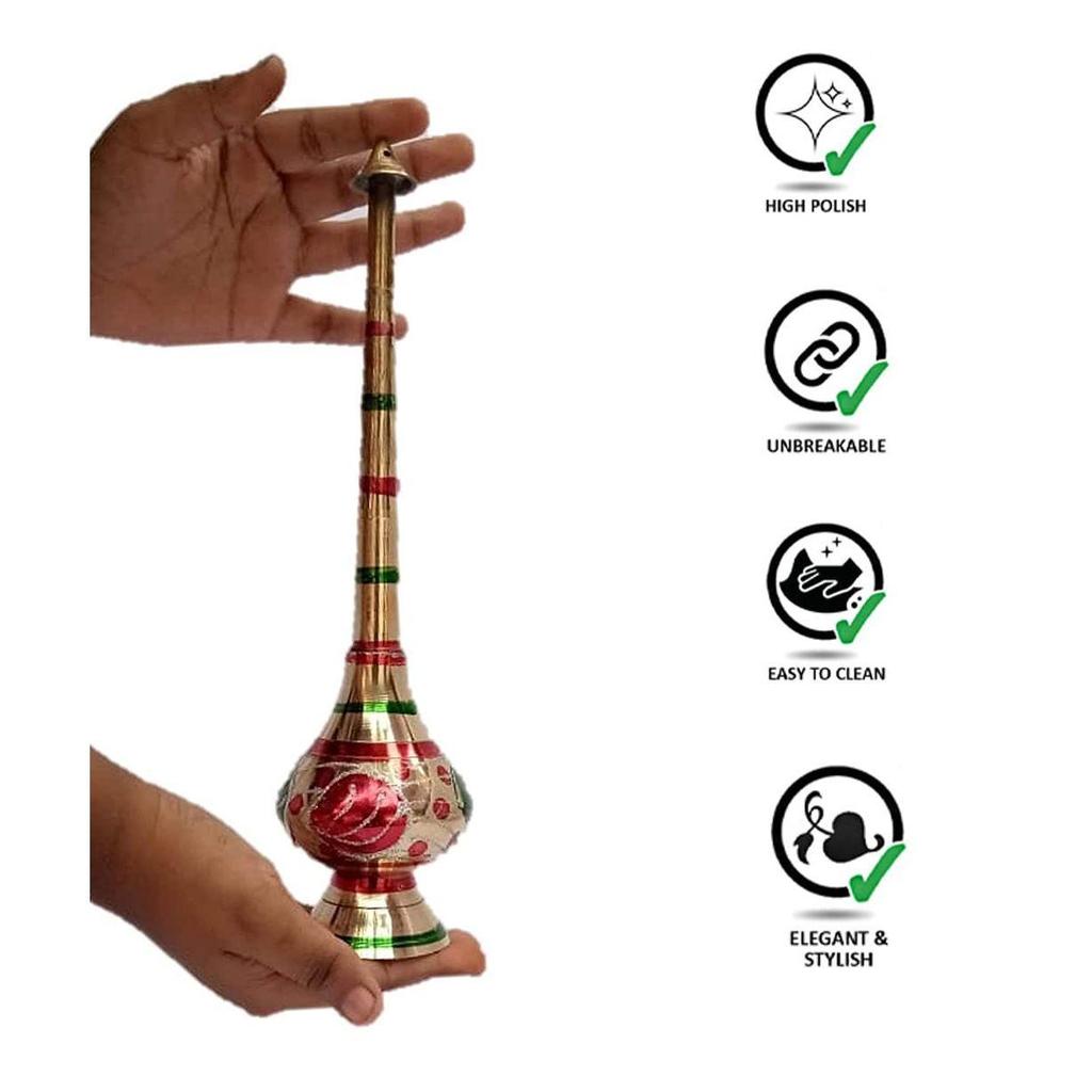 Pure Brass Gulab Pash Rose Water Holy Water and Perfume Sprinklers Gangajal Spray Bottle for Pooja/Puja Mandir Temple