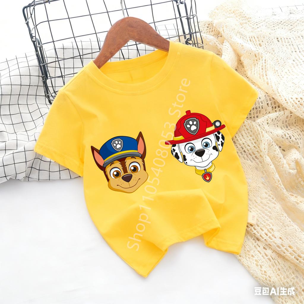 Kids Paw Patrol Cartoon Graphic Baby T Shirt Cotton Casual Short Sleeve Tee Boys and Girls 2026 Summer Toddler Clothing Tops