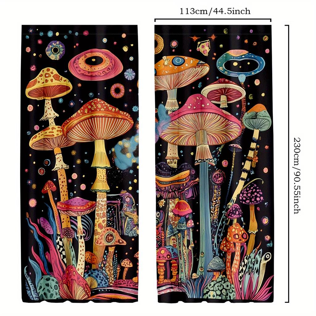 2pcs Mandala Sun and Moon Curtains   Psychedelic Purple and Red Design with Geometric Galaxy for Bedroom Drapes