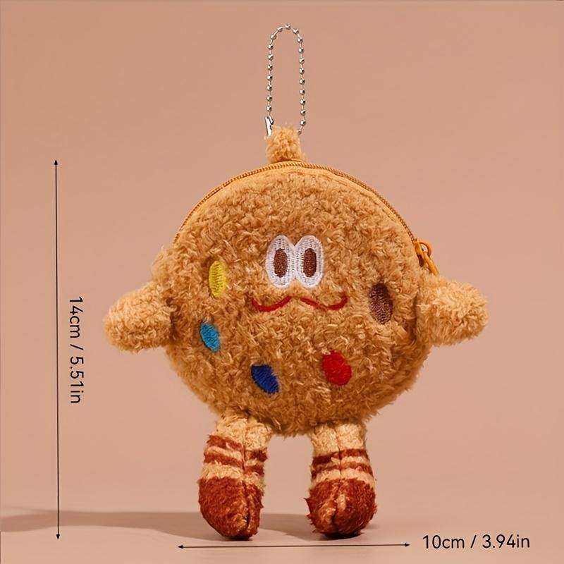 1pc Plush Cookie Coin Purse Unique Creative Cartoon Cookie Design Keychain Earbud Case Cute Cookie Shaped Storage Pouch