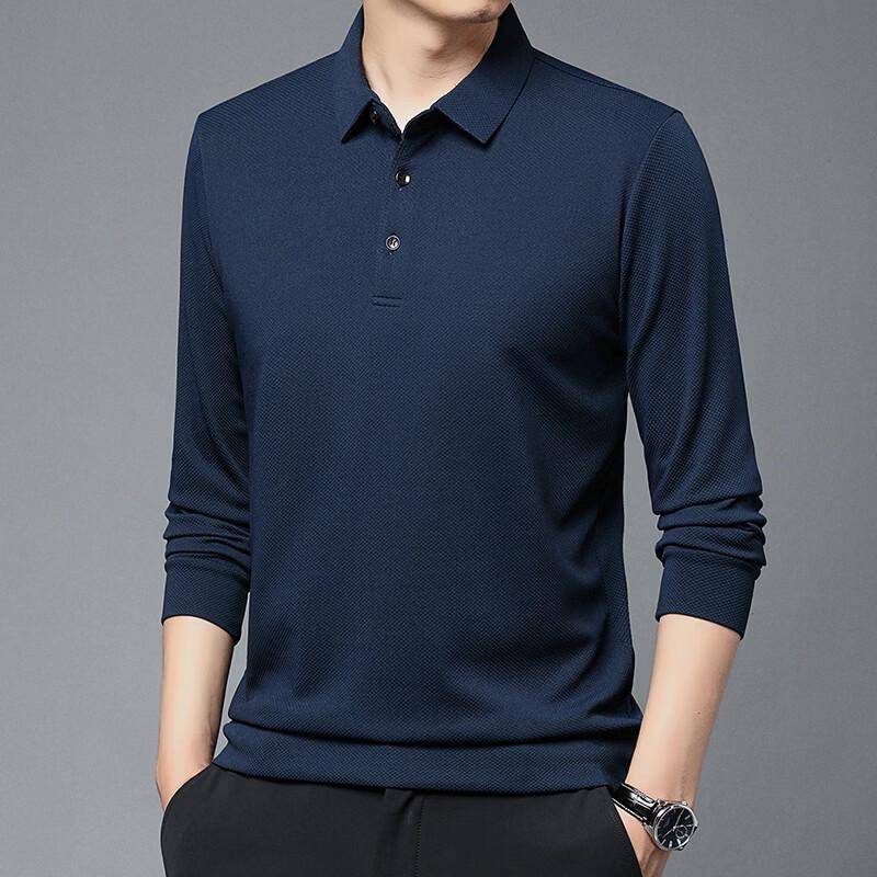 Hengyuanxiang Men's Business Long-Sleeve Polo Shirt
