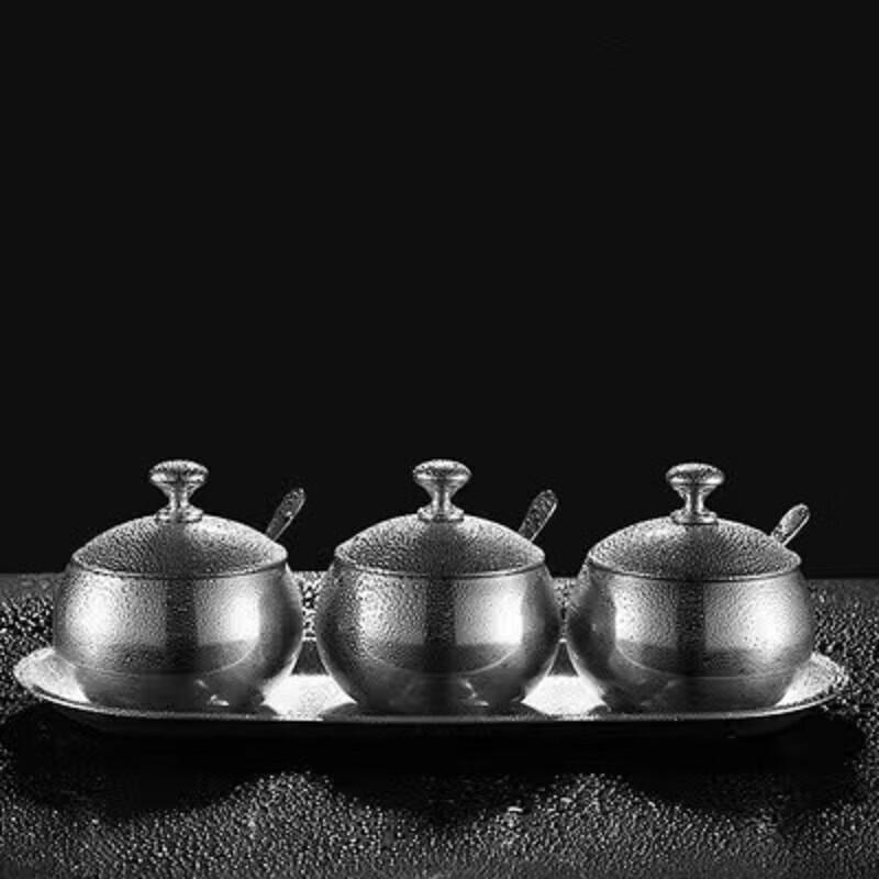Chuishanlai 304 Stainless Steel Spherical Condiment Jars 3-Piece Set