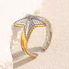 MamacitaSlay 316L Stainless Steel Two Color Starfish Open Ring Waterproof 18K Gold Plated Jewelry Women's Charm Ring Ornament