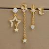 Cross-Border Earings Set Chain Star Moon Ear Rings Fashion Eight-Pointed Stars Earrings Women's Four-Piece