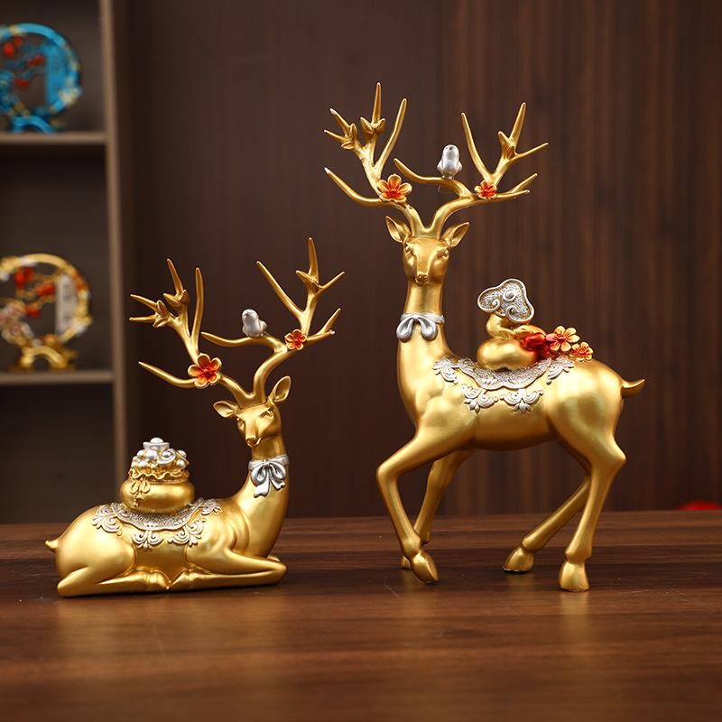 Fortune Deer Wealth-Attracting Ornament for Living Room and Cabinet – Perfect Housewarming or Opening Gift