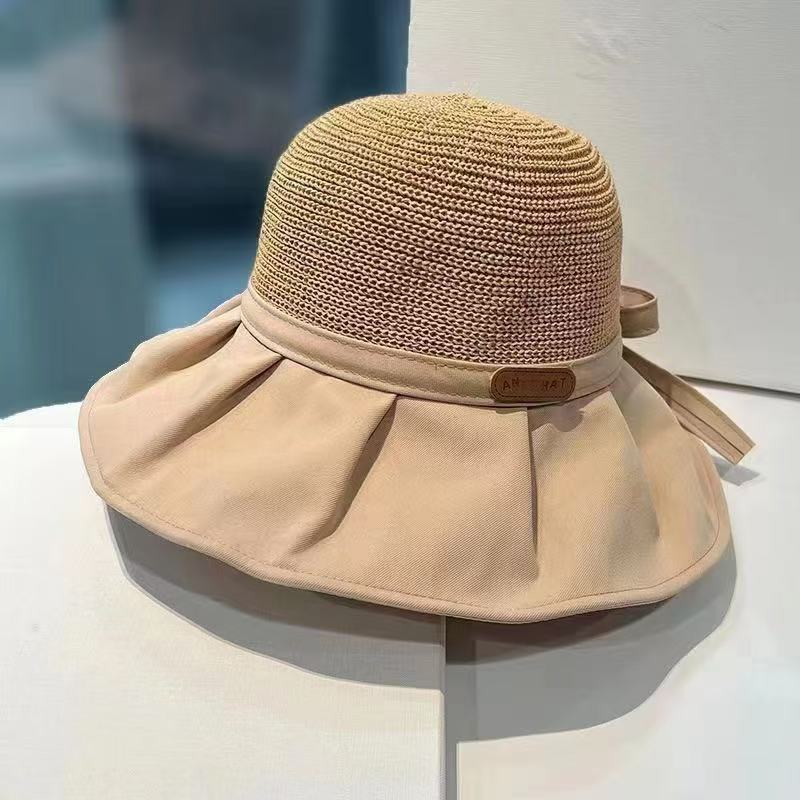 Summer women's bow bucket hat outdoor UV protection sun hat super large brim sun hat sun protection hat