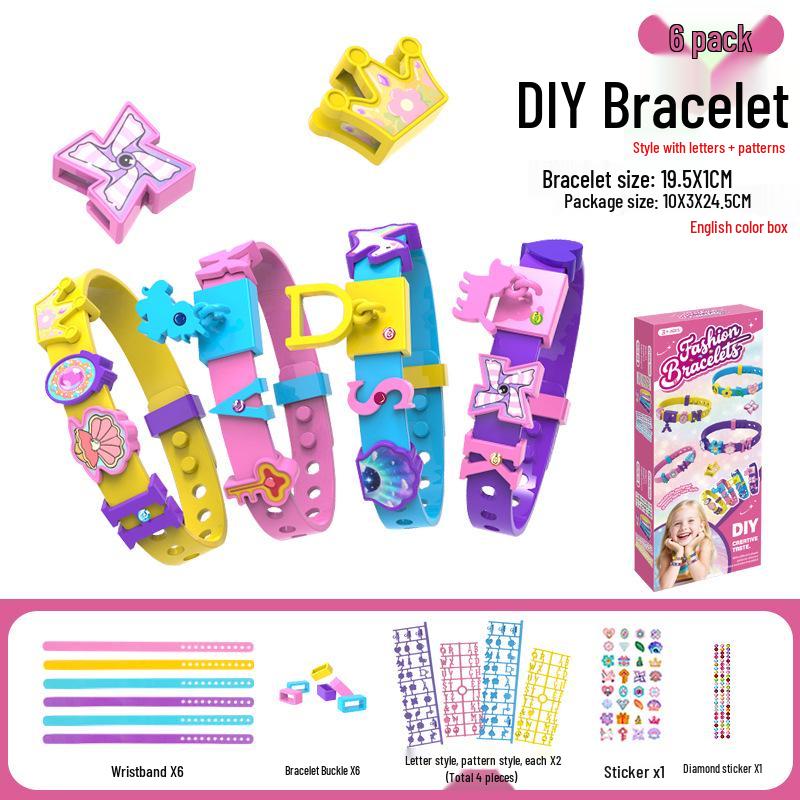 DIY Beaded Bracelet & Watch Strap for Girls - Educational Cartoon Design with Letters