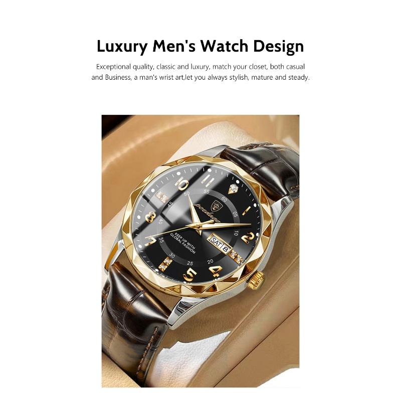 POEDAGAR Orologi di Lusso di Alta Qualità per Uomo Sportivi Quarzo Pelle Impermeabile Luminosi Data Giorno Orologio Maschile Reloj