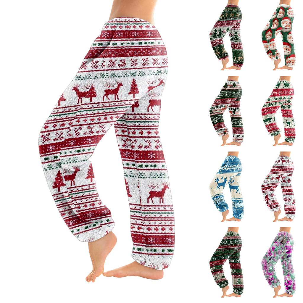 Women's Solid Color Trousers With Cuffs Casual Pants And Pajama Pants