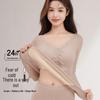 Women's Cashmere Silk Thermal Underwear Set with Padded Cups and Lace V-Neck