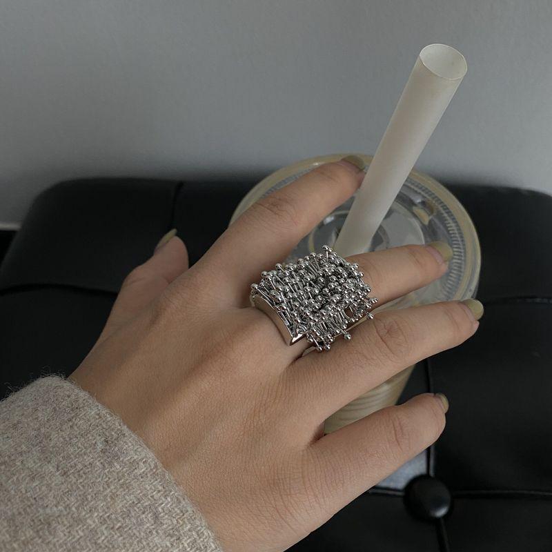 Fashion Heavy Industry Fireworks Tassel Shape Open Ring Niche Style Classy Easiest for Match Index Finger Ring Exaggerated and Personalized Ring Tide