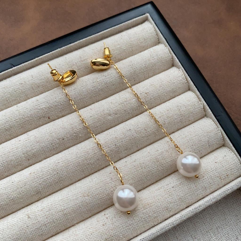 Eleganckie Długie Kolczyki z Perłowym Chwostem - Wysokiej klasy Moda Luksusowy Styl Wiszący