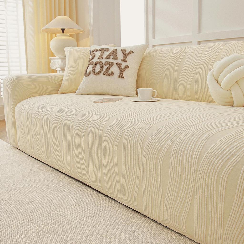 Asakawa Elastic All-Season Universal Sofa Cover - Cream Style