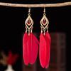 Trendy Ethnic Retro Multicolor Feather Beaded Circle Dangle Earrings