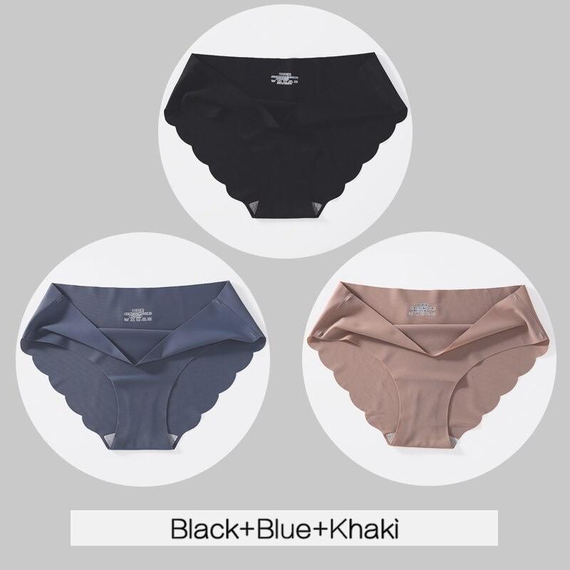 Buy 2 Take 1 FINETOO Seamless Panties for Women M-XL Low Waist Briefs Ladies Soft Lingerie Sexy Wavy Edge Underpants Women's Underwear
