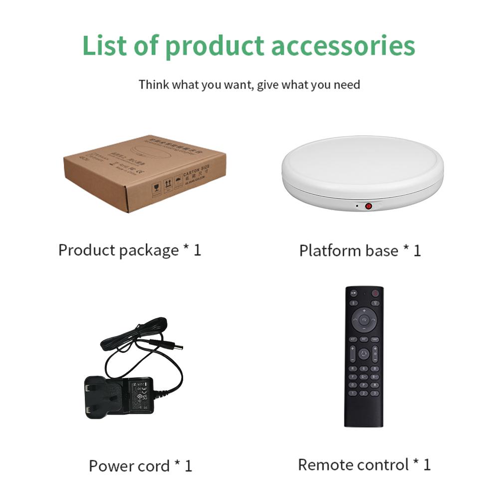 45CM/17.7in Motorized Rotating Display Stand with RGB Light Display Base 360 Degrees Rotatable Electric