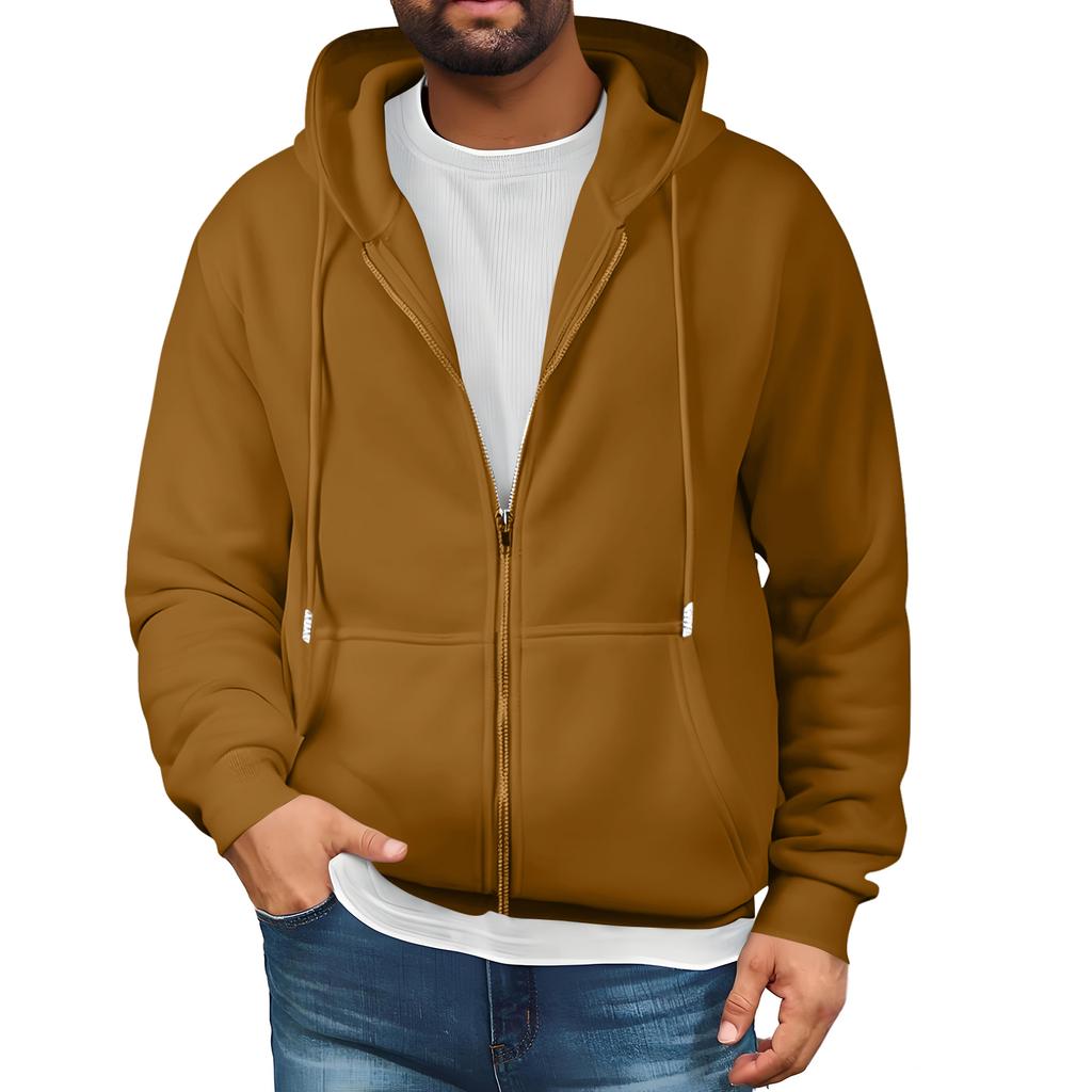 Mens Full Zip Hooded Drawstring Hoodies Pullover Sweatshirts Casual Long Sleeve Shirts
