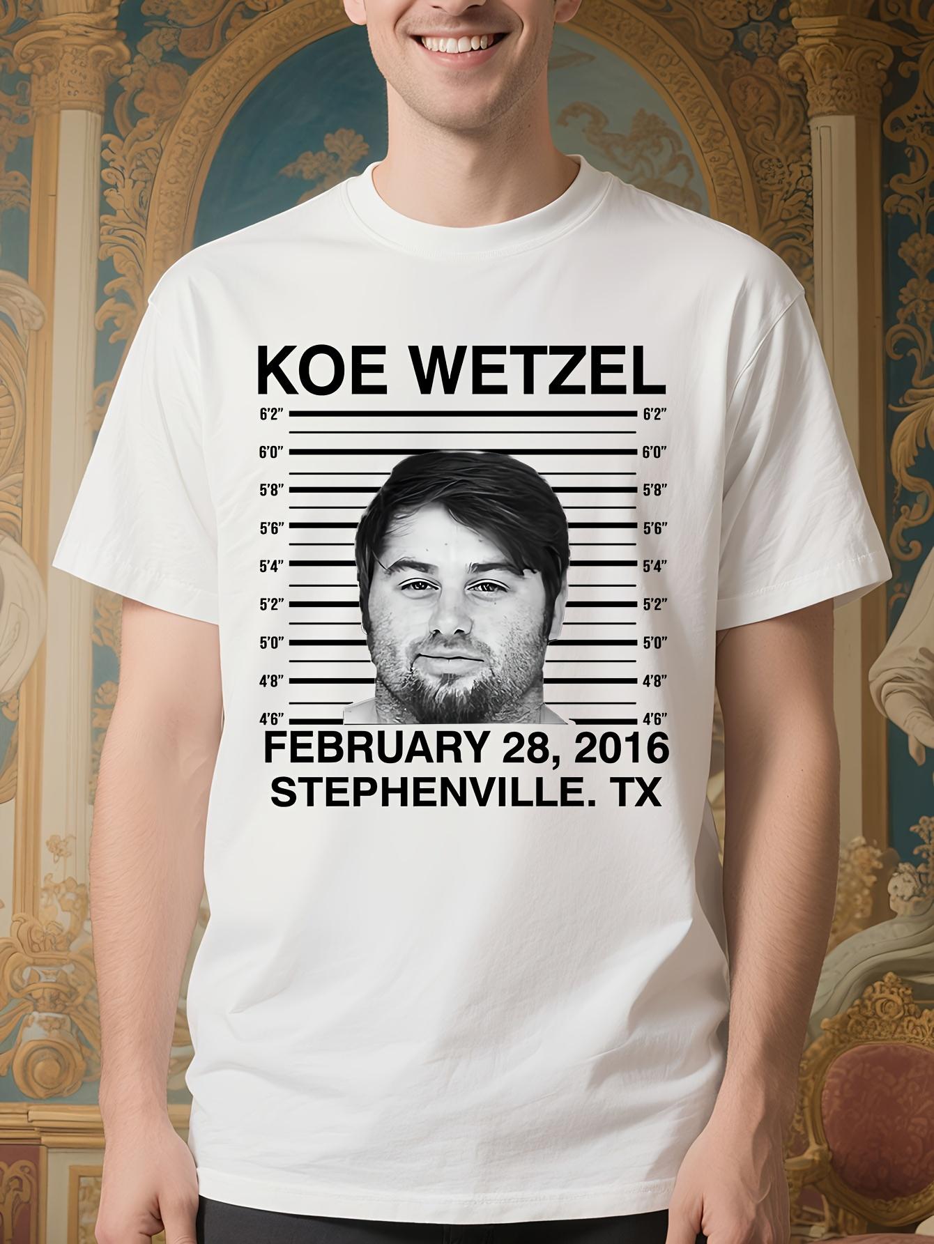 Funny Mugshot Graphic Tshirt - White Tee with Fake Arrest... M