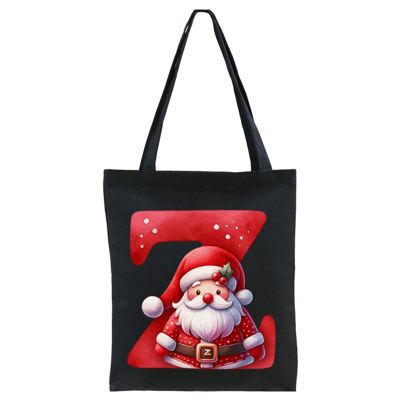 English letters A-Z Christmas number print student casual canvas tote bag