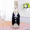 Funda para Botella de Vino de Boda Vestido Novia Novio Envolturas Decoraciones para Copas de Vino Brindis Fiesta Regalo Adorno