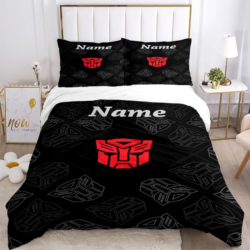 Custom Name Transformative Force Bedding 3 Piece Set HD Print Duvet Cover Pillowcases for Teens Adult Bedroom Decoration