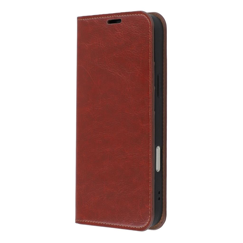 For iPhone 16 Pro Max Stand Cases Genuine Split Leather Wallet Phone Cover Magnetic Closure
