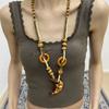 Bohemian Wood Bead Beaded Acrylic Star Moon Pendant Necklace Vintage Elegance Temperament Premium Sense Necklace