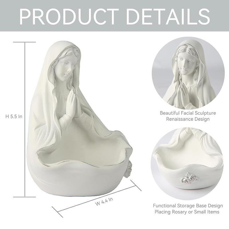 Our Lady Of Grace Statue Virgin Mary Keepsake Rosary Holder Resin Craft Desktop Ornaments Home Decor