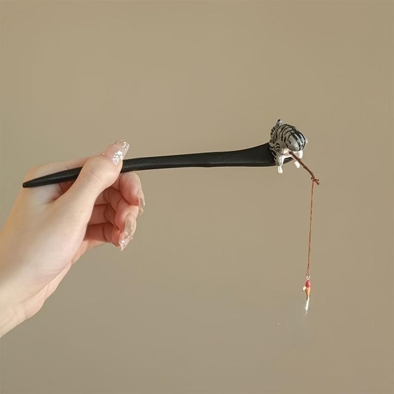 

1PC Chinese Hanfu Hairpin, Elegant Phoenix Engraved Hairpin, Retro Wedding. сірий