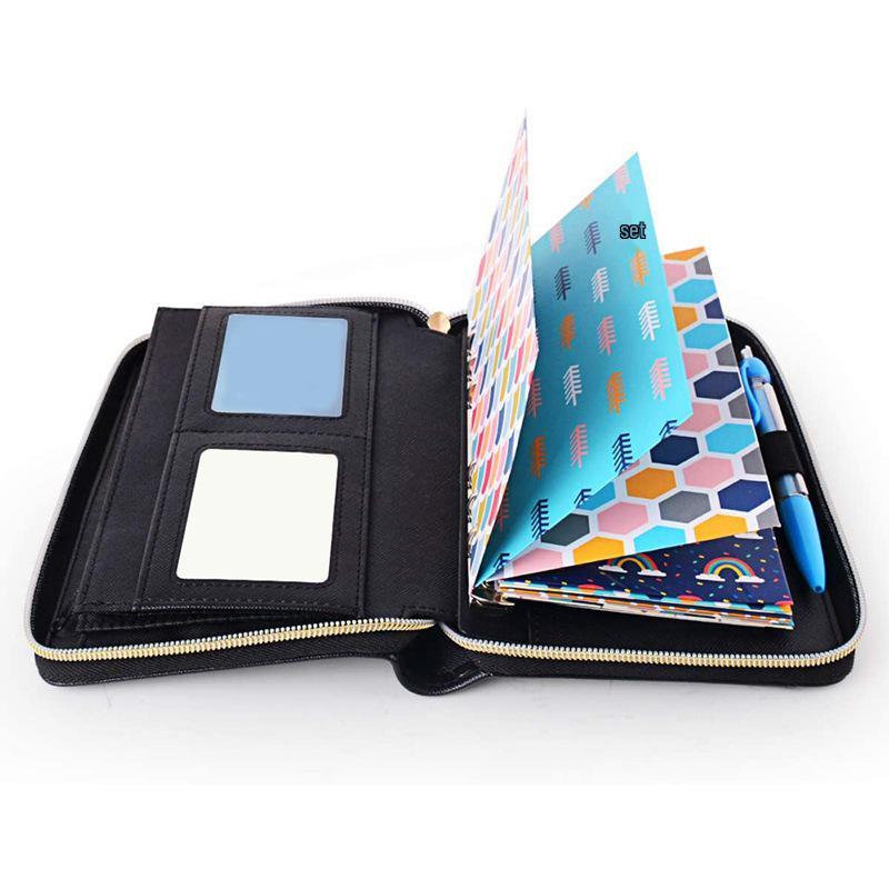 Erhältlich: A6 Leder PU Ringbuch Planer mit Reißverschluss, 6-Loch Notizbuch, Bargeld Budgetbuch.