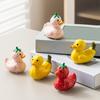 Whimsical Duck Statue for Office Ceramic Fruit Figurine, Cute Strawberry & Banana Decor Statue, Creative Desktop Home Bedroom Gift Friends