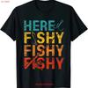 Here Fishy Fishing Lover Fisherman Retro Vintage T Shirt Size S 5XL Vintage Washed Versatile Graphic Unisex Soft