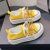 Dopamine Simple Women's Casual Shoes Summer New Platform Running College Style Lace-up Canvas Shoes