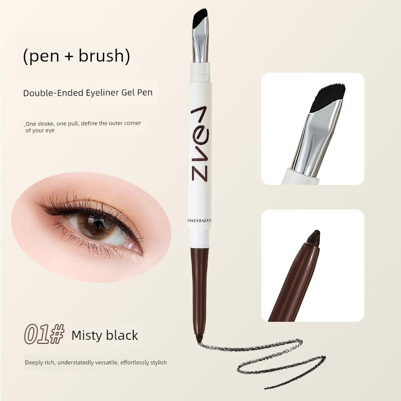 Double-Ended Eyeliner Gel Pen for Beginners, Waterproof, Sweat-Proof, Smudge-Proof, Long-Lasting, Non-Fading, Suitable for Lower Lash Line