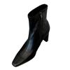 High heels, thin boots, children's new autumn and winter retro medium tube Maillard thick heel elastic