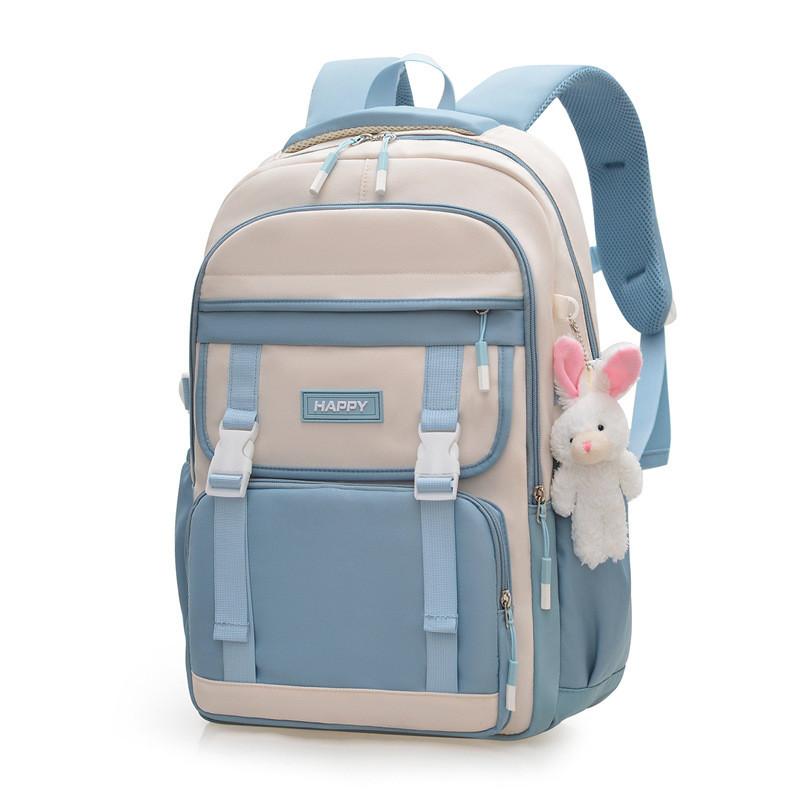 Simplistic Multicolor Nylon School Bag With Ergonomic Straps For High School And Middle School Use