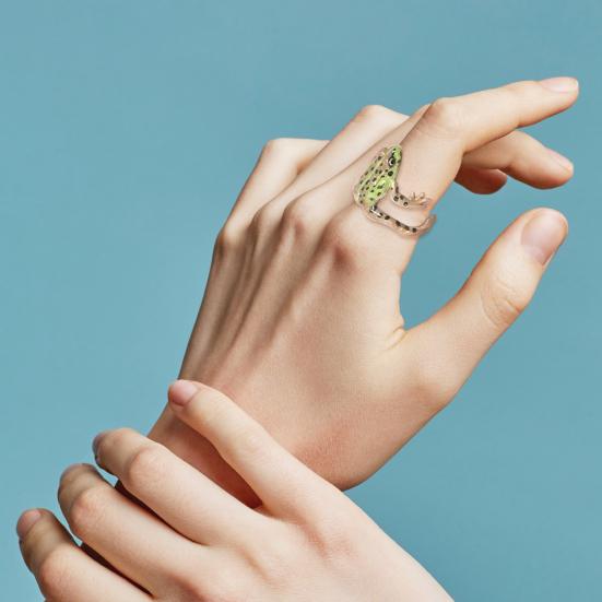 Tree Frog Ring Good Detail Realistic Animal Smooth Polished Adjustable Open Ring Novelty Knuckle Ring Party Daily Lady Finger Jewelry