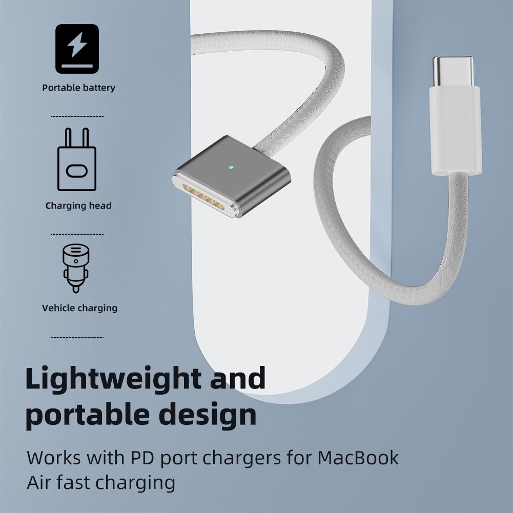2M USB-C Male To Magnetic3 Fast Charge Cable LED Indicators USB C To Magnetic3 Charging Cable for MacBook Air 2025/Pro 2025 2025
