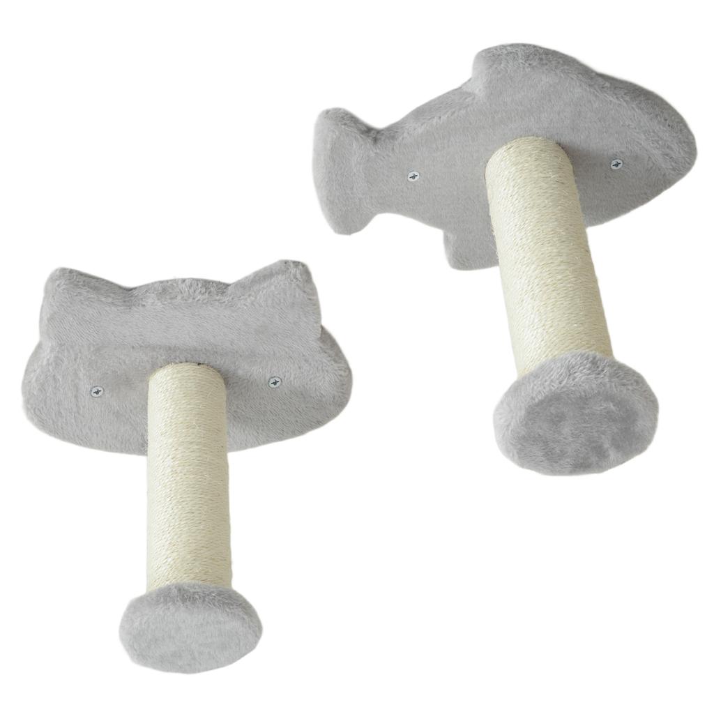 4-Piece Cat Wall Shelves with Steps, Ladder, Jumping Platforms, Light Grey