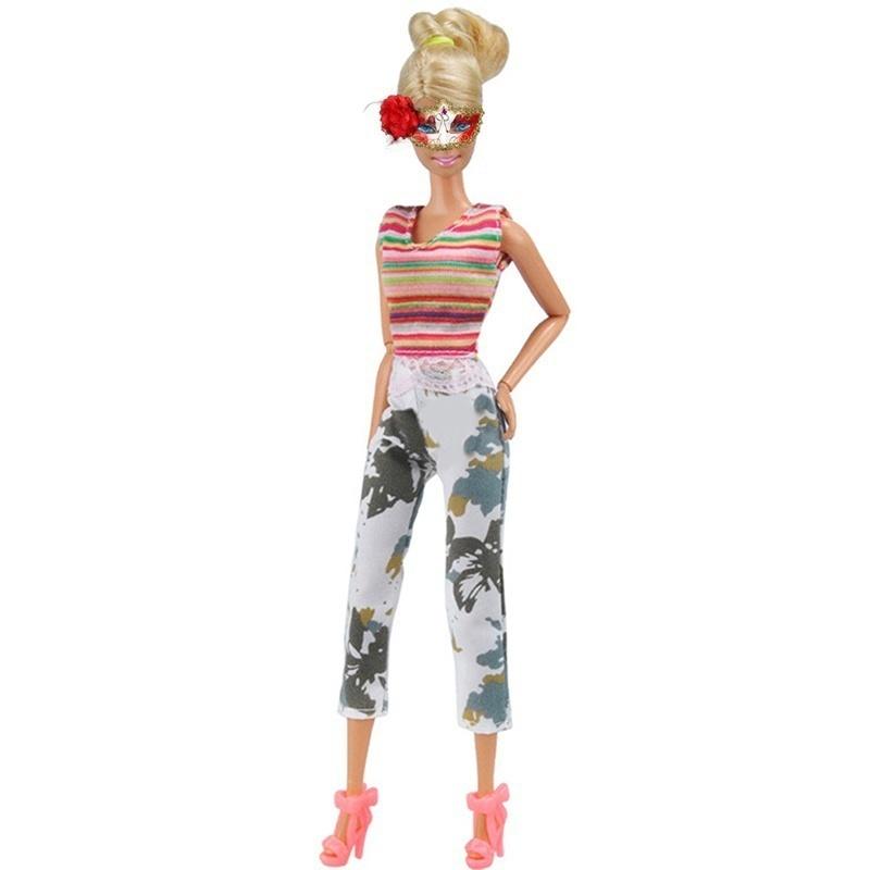 5 Sets Handmade Doll Clothes Tops Blouse Pants Trousers for  Dolls Random