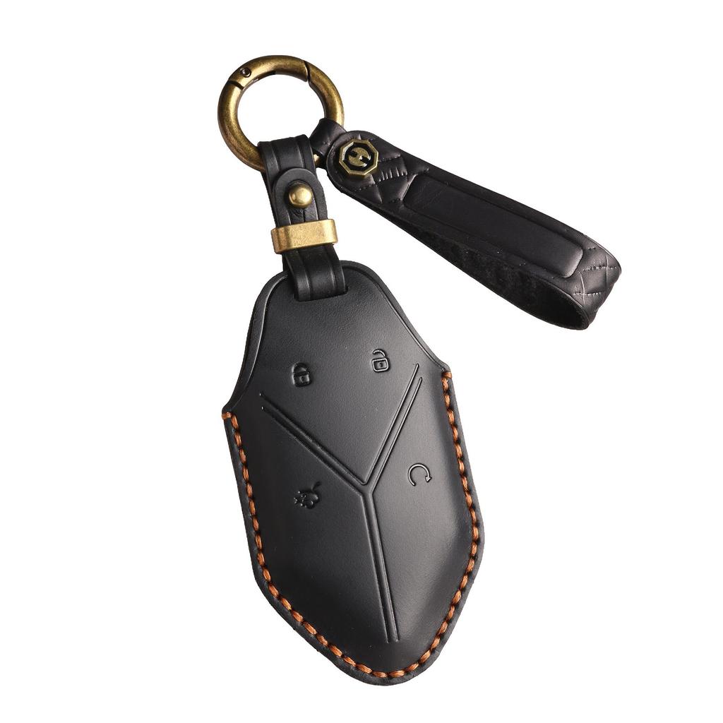 Handmade Genuine Leather Key Cover for Formula Leopard 5 - Vintage Style, All-Inclusive Protection with Buckle