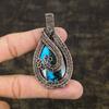 Tibetan Turquoise Handmade Copper Wire Wrap Jewelry Pendant 2.76 S3m12