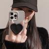 Black heart-shaped stand17promax iPhone Case iphone16Advanced Sense11Applicable12Electroplating15Soft