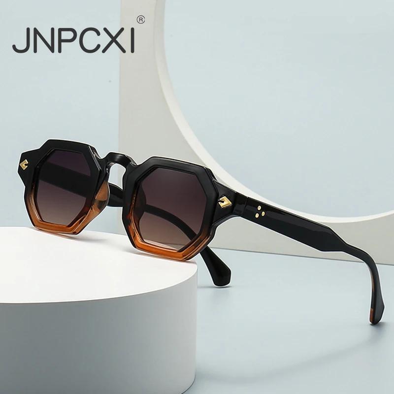  New Arrival Retro Polygon Square Women Rivets Sunglasses Gradient Shades UV400 Men Brand Designer Punk Sun Glasses