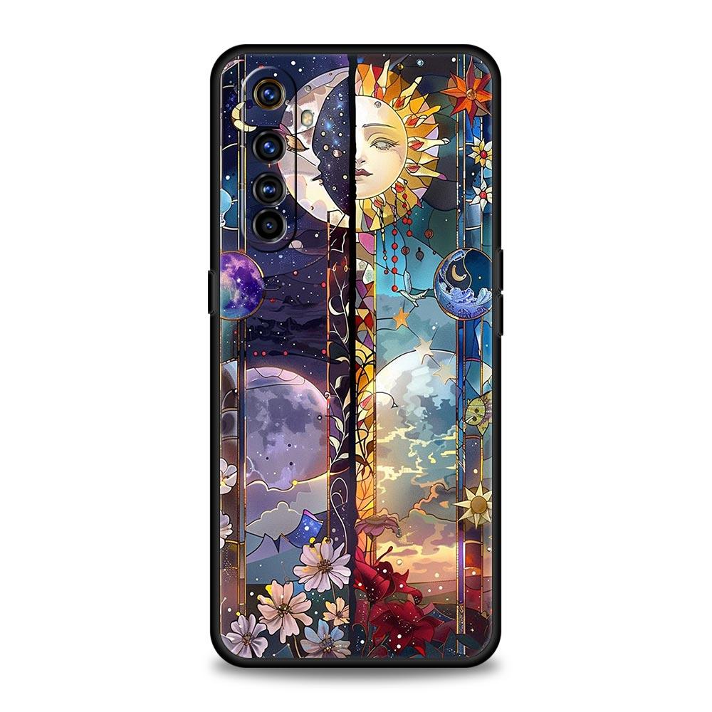 Beautiful Sun Moon Glass Case For Realme C67 C63 C55 C53 C35 C25 C21 GT 2 3 5 6 10 11 12 13 Pro Plus 5G Soft TPU Phone Cover Bag